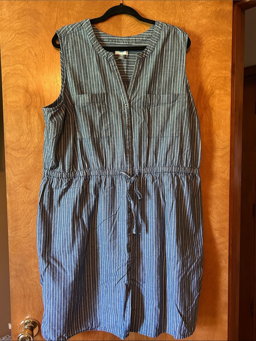 Old Navy Blue Striped Drawstring Midi Dress XXL